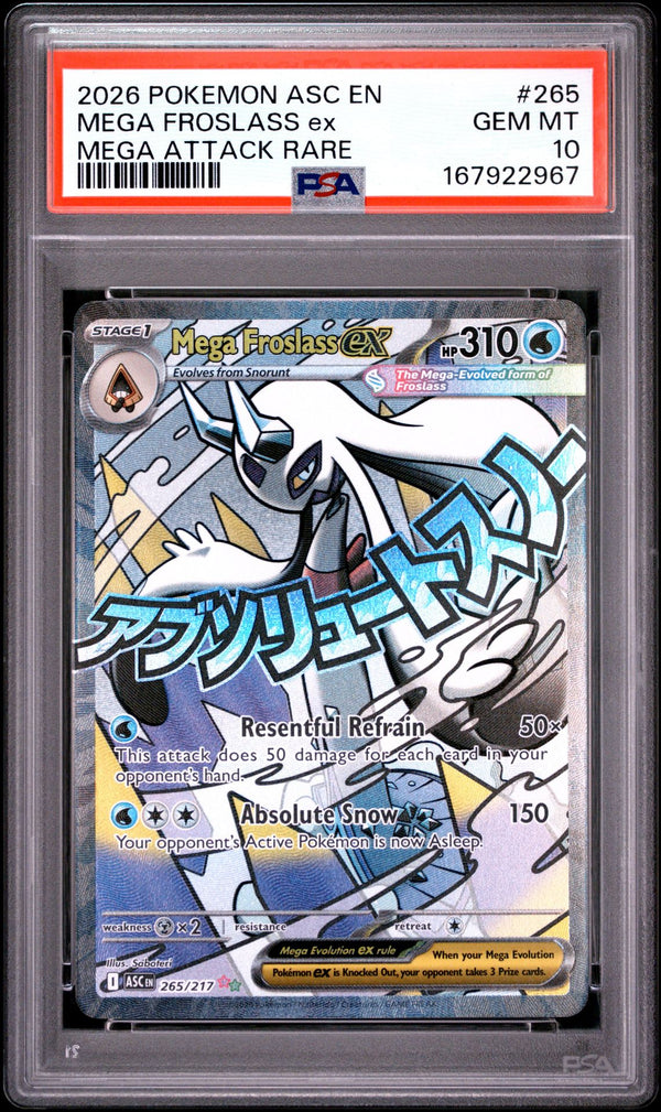 Pokémon TCG: Mega Froslass ex - Ascended Heroes 265/217 (Mega Attack Rare) - PSA 10