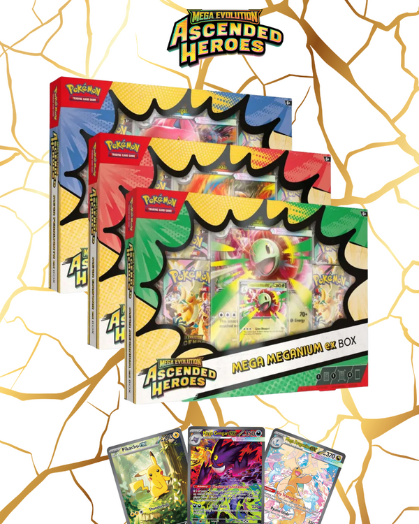 Pokémon TCG: Mega Evolution Ascended Heroes Mega ex Box (Meganium, Emboar, Feraligatr)