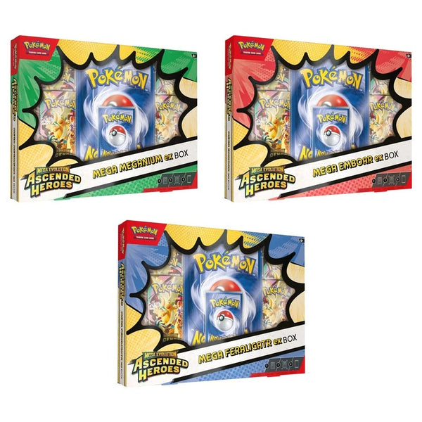 Pokémon TCG: Mega Evolution Ascended Heroes Mega ex Box (Meganium, Emboar, Feraligatr)