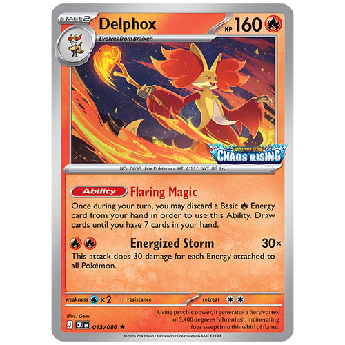 Pokémon TCG: Mega Evolution Chaos Rising Delphox Promo (013/086, Sealed Packet)