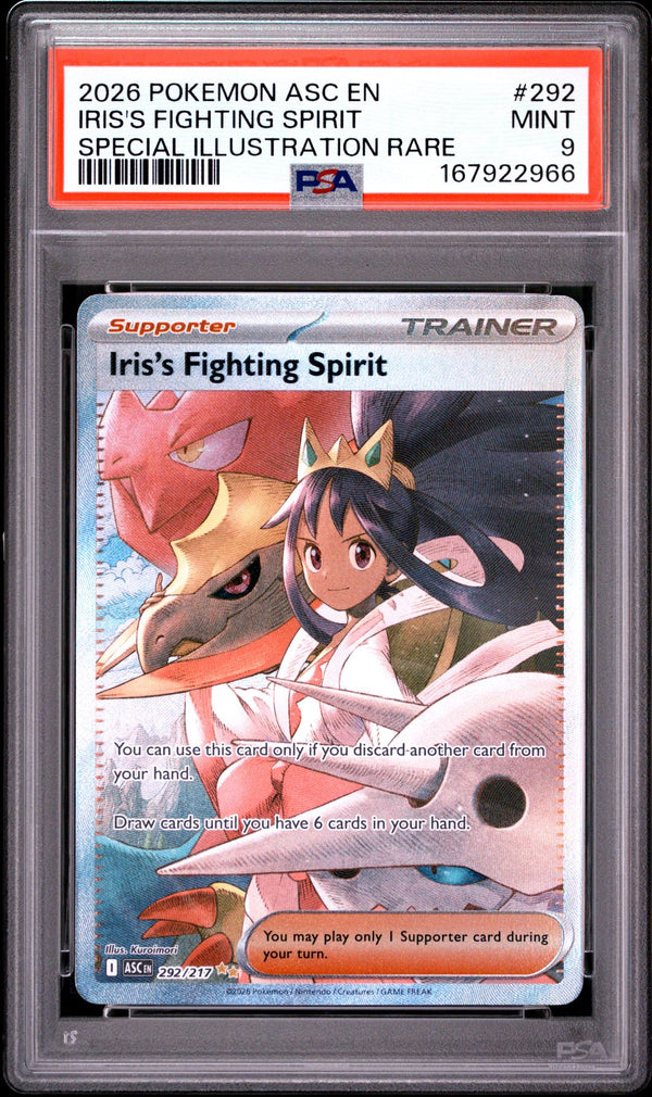 Pokémon TCG: Iris's Fighting Spirit - Ascended Heroes 292/217 (Special Illustration Rare) - PSA 9