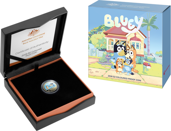 2026 Bluey $2 Coloured AlBr Proof Coin