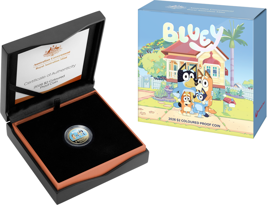 2026 Bluey $2 Coloured AlBr Proof Coin