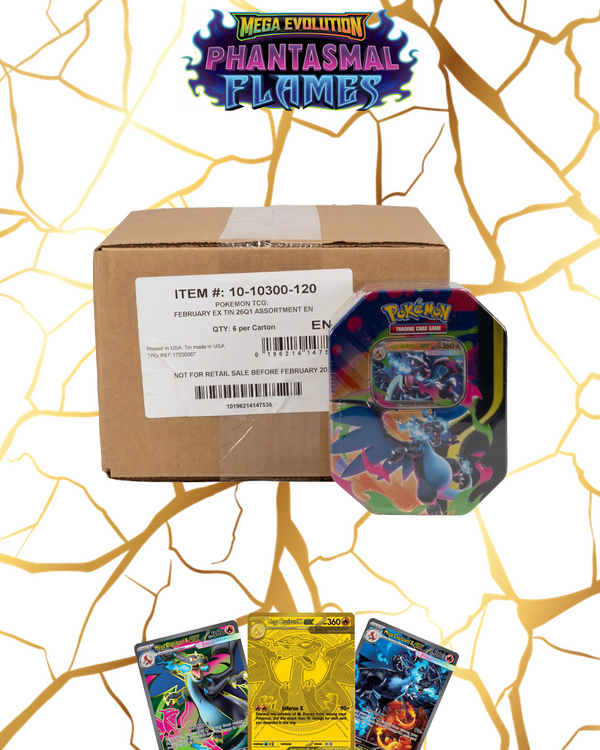 Pokémon TCG Mega Charizard EX Tin Case (6 Tins) – Factory Sealed Case