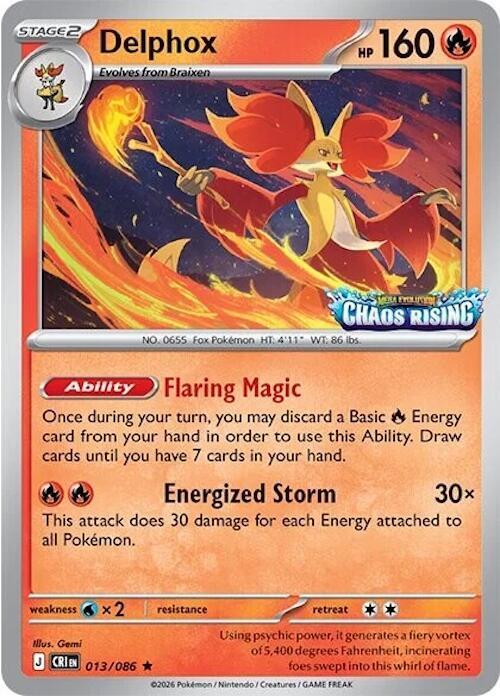 Pokémon TCG: Mega Evolution Chaos Rising Delphox Promo (013/086, Sealed Packet)
