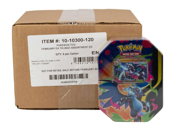 Pokémon TCG Mega Charizard EX Tin Case (6 Tins) - Factory Sealed Case