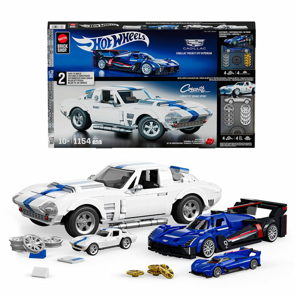 Mattel Brick Shop Hot Wheels Cadillac & Corvette Building Set Bundle JMC65 1154