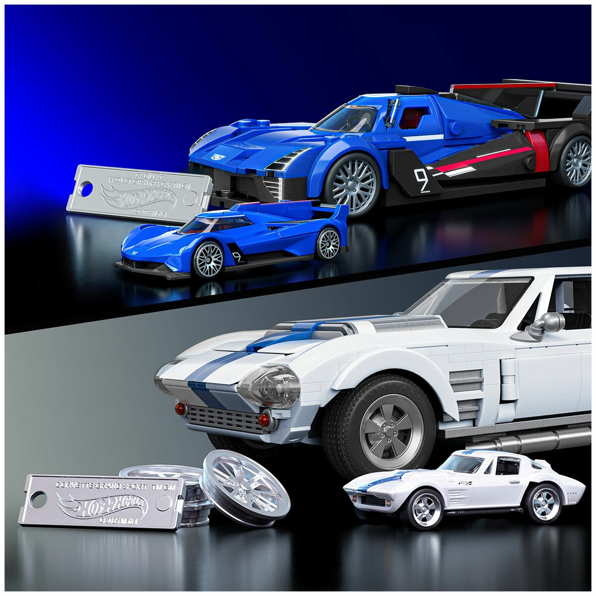 Mattel Brick Shop Hot Wheels Cadillac & Corvette Building Set Bundle JMC65 1154