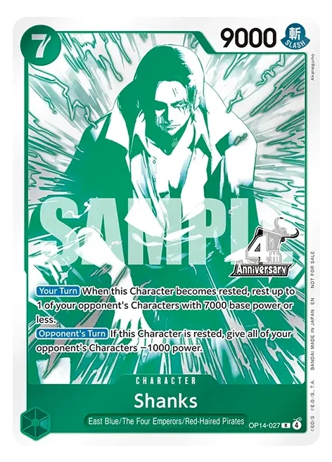 One Piece Card Game: Shanks Promo (OP14-027) - 4th Anniversary Treasure Pack (English)