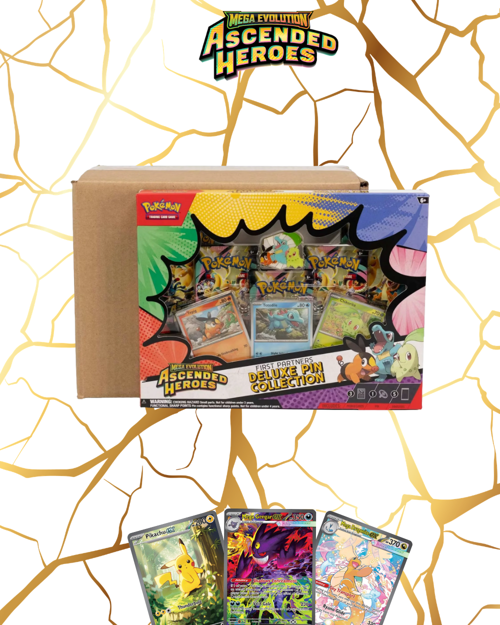 Pokémon TCG: Ascended Heroes First Partners Deluxe Pin Collection Sealed Case