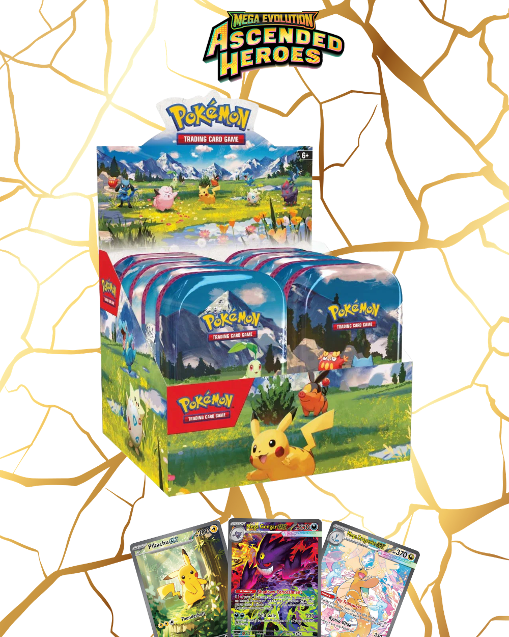 Pokémon TCG: Mega Evolution Ascended Heroes Mini Tin Display SEALED (10 Tins)