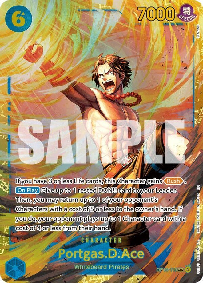 One Piece Card Game: Portgas.D.Ace (OP13-119) SEC - Secret Rare - Carrying On His Will