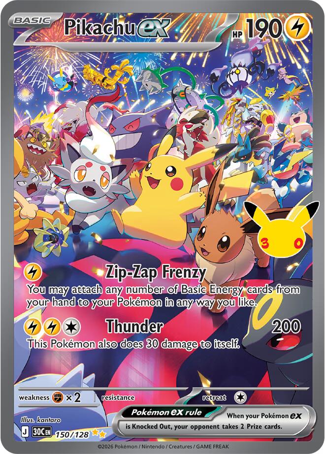 Pokémon TCG: Pikachu ex (150/128) - 30th Celebration Special Illustration Rare