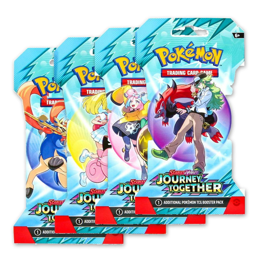Pokémon TCG: Scarlet & Violet - Journey Together Sleeved Booster (Assorted) - all four sleeve designs (Hop & Zacian, N & Zoroark, Iono & Bellibolt, Lillie & Clefairy)