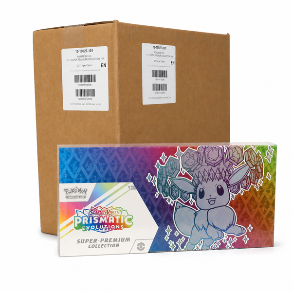 Pokémon TCG Scarlet & Violet Prismatic Evolutions Super Premium Collection Sealed Case (4 Boxes)